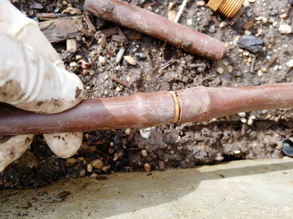 Pushing drip line together