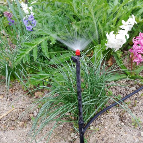 Micro spray emitter in operation