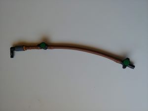 Example of a short 1/2 inch drip supply tubing installation