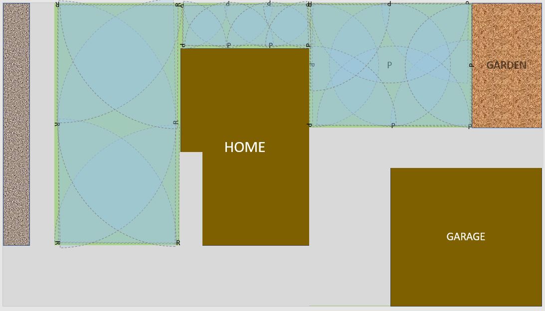 Sprinkler system layout and coverage example