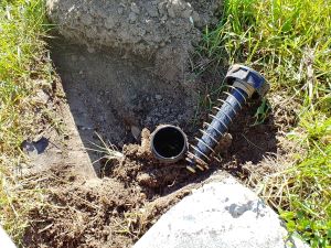 Digging up sprinkler and removing popup guts