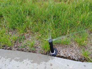 Damaged or plugged sprinkler nozzle