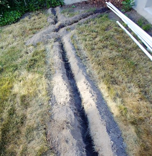 Trenching, Digging or excavating, trench that has been dug with a machine