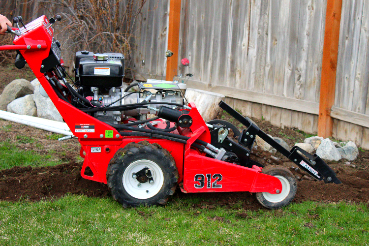Trenching for sprinkler pipes